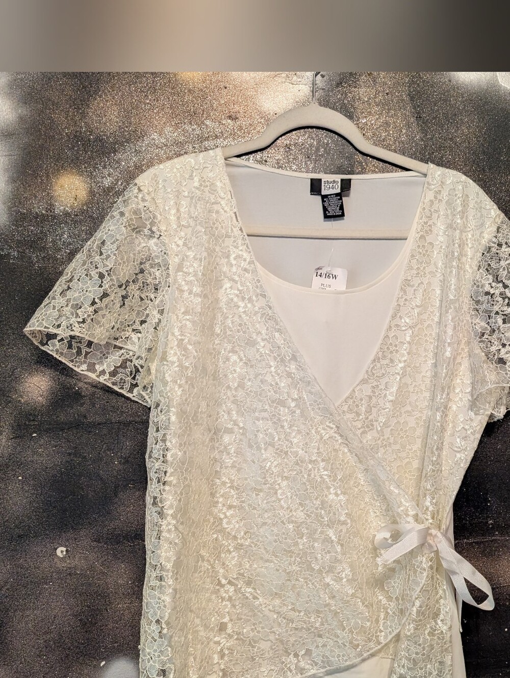 Studio 1940 Ivory Lace Wrap Top